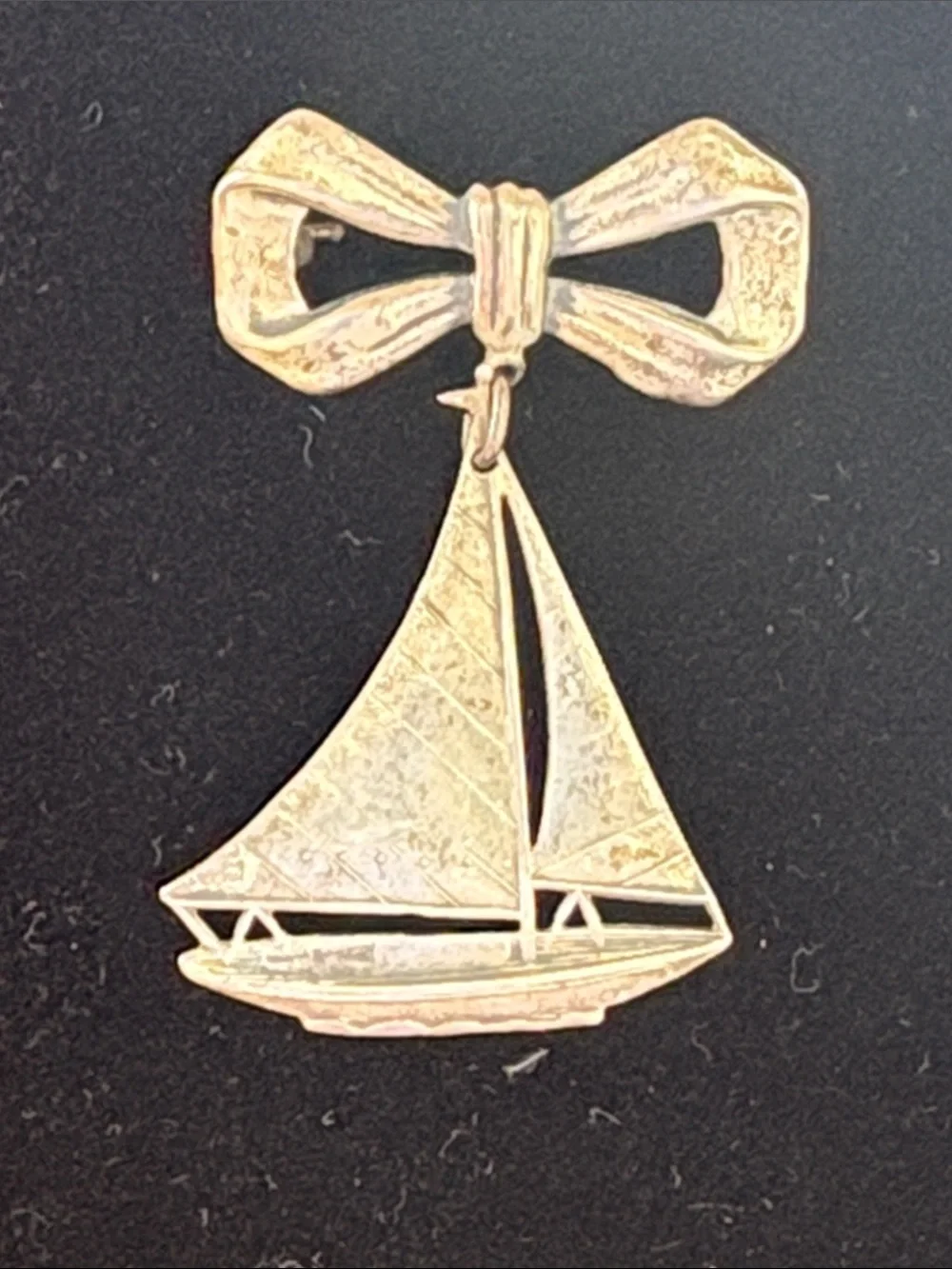 Vintage Sterling Silver Sailboat Bow Pin Brooch